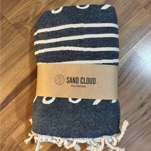 Sand Cloud Navy and White Striped Towel/Blanket; Size Large